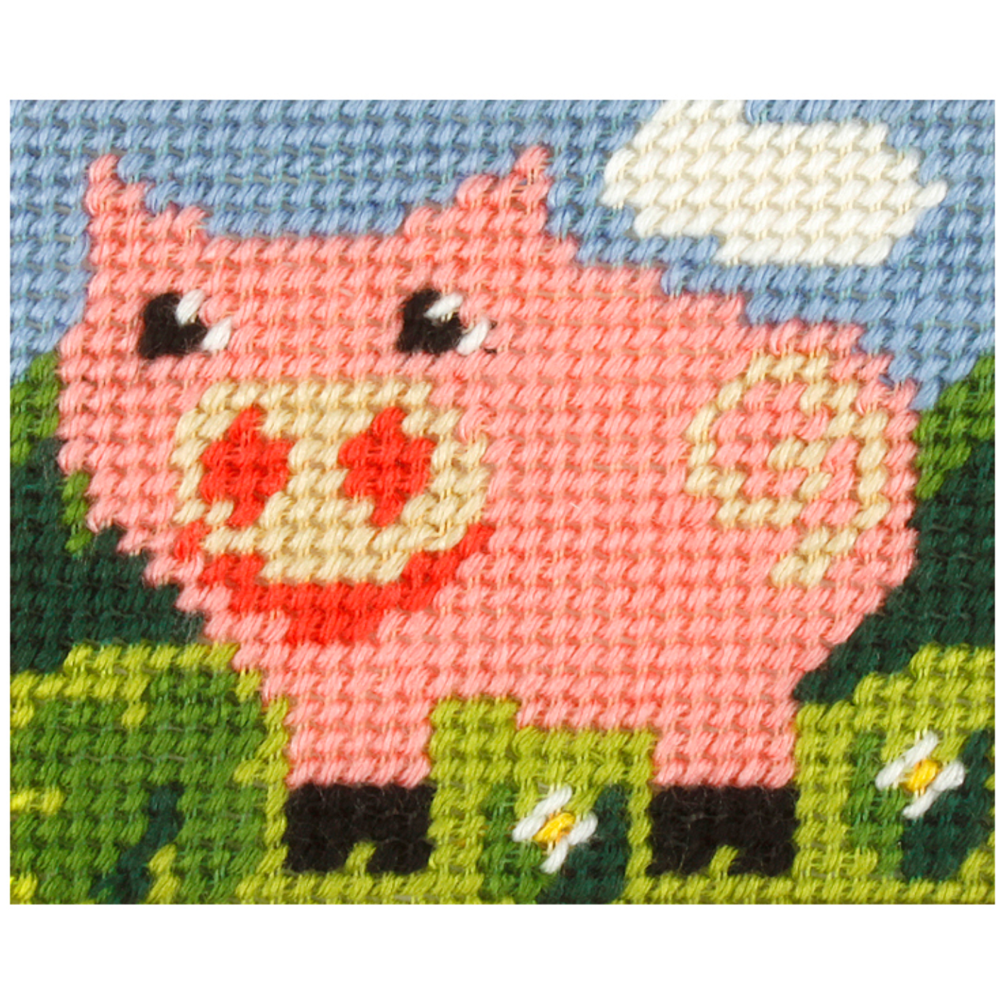 Kids Needlepoint Kit -  : My First Embroidery : Smiling Pink Pig