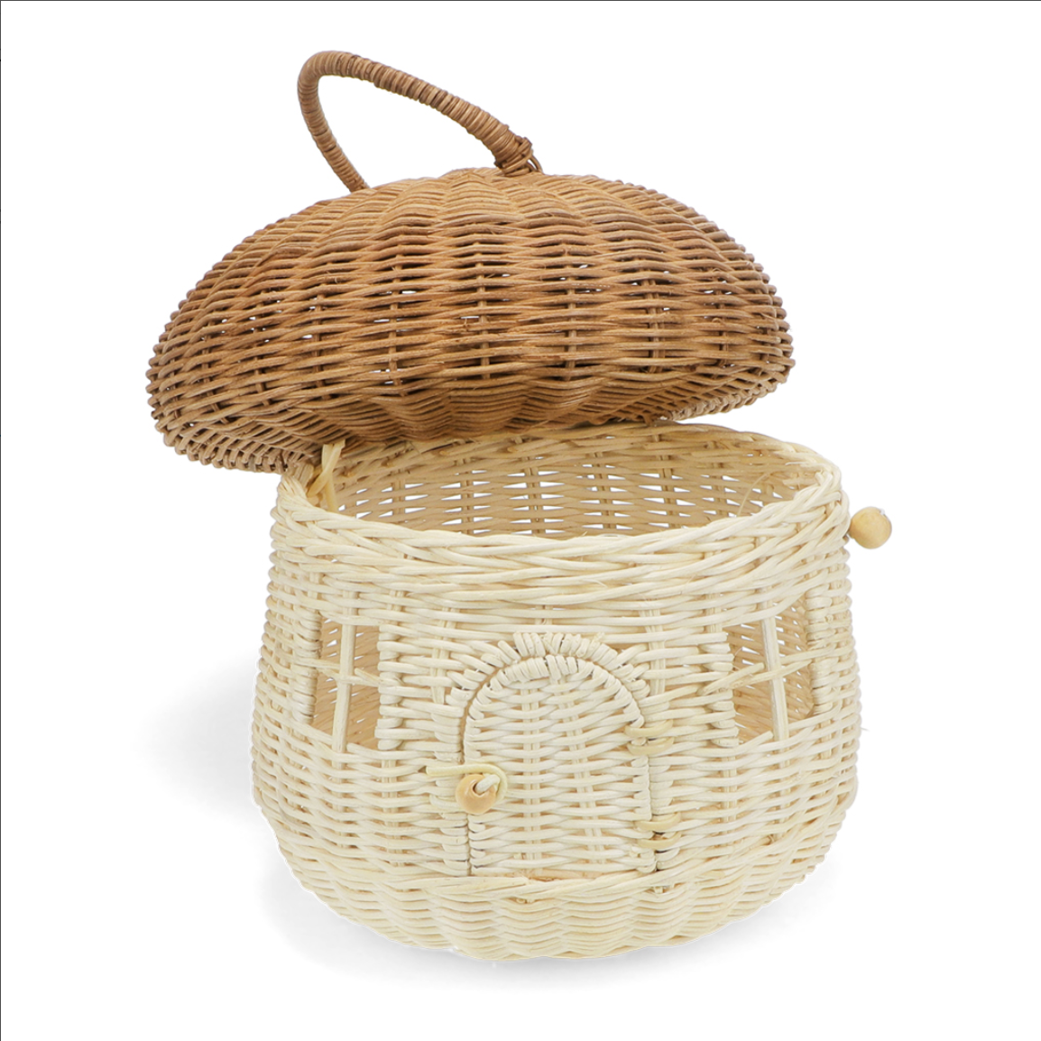 Mushroom / Toadstool Rattan Sewing or Craft Basket