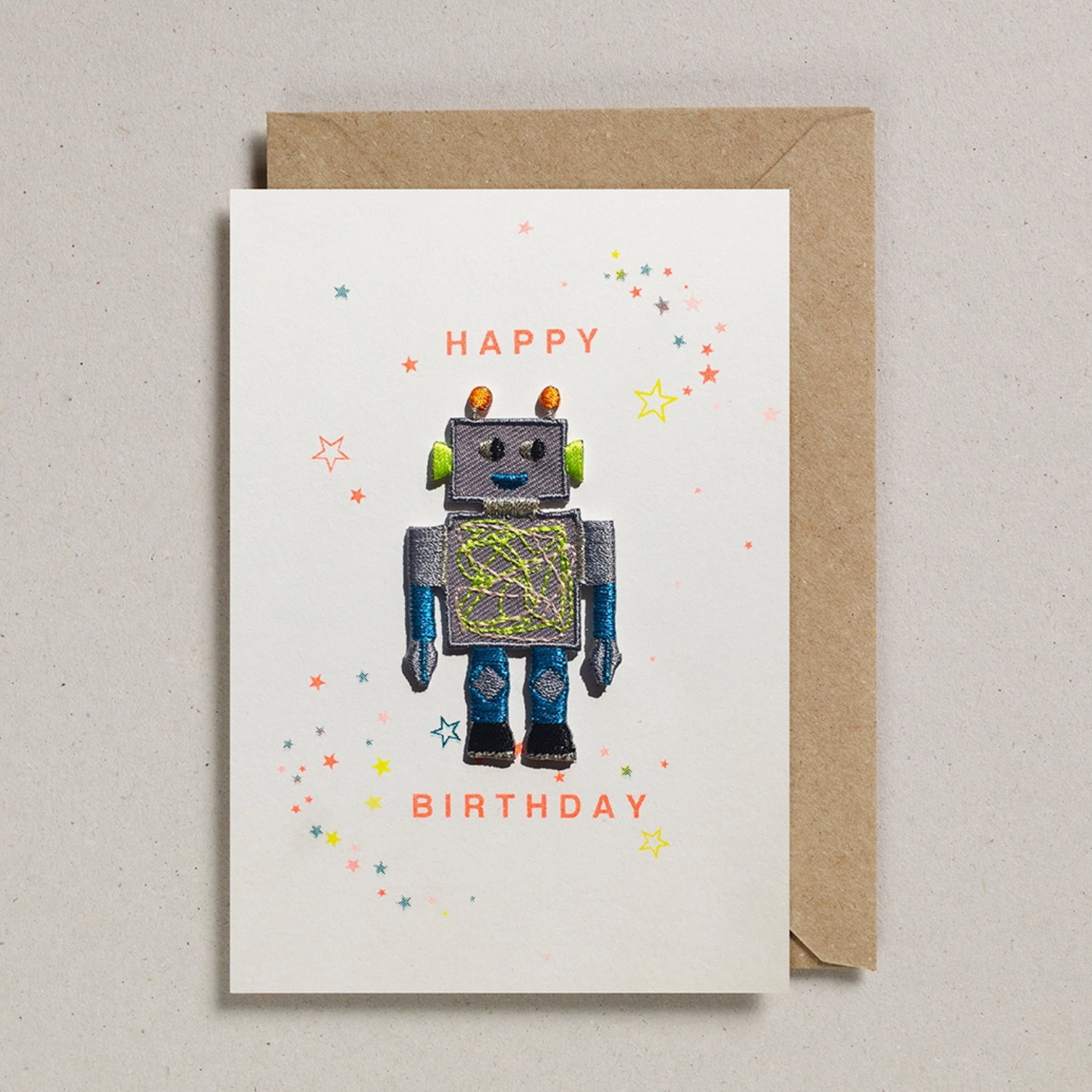 Robot Patch (Iron On) Greetings Card