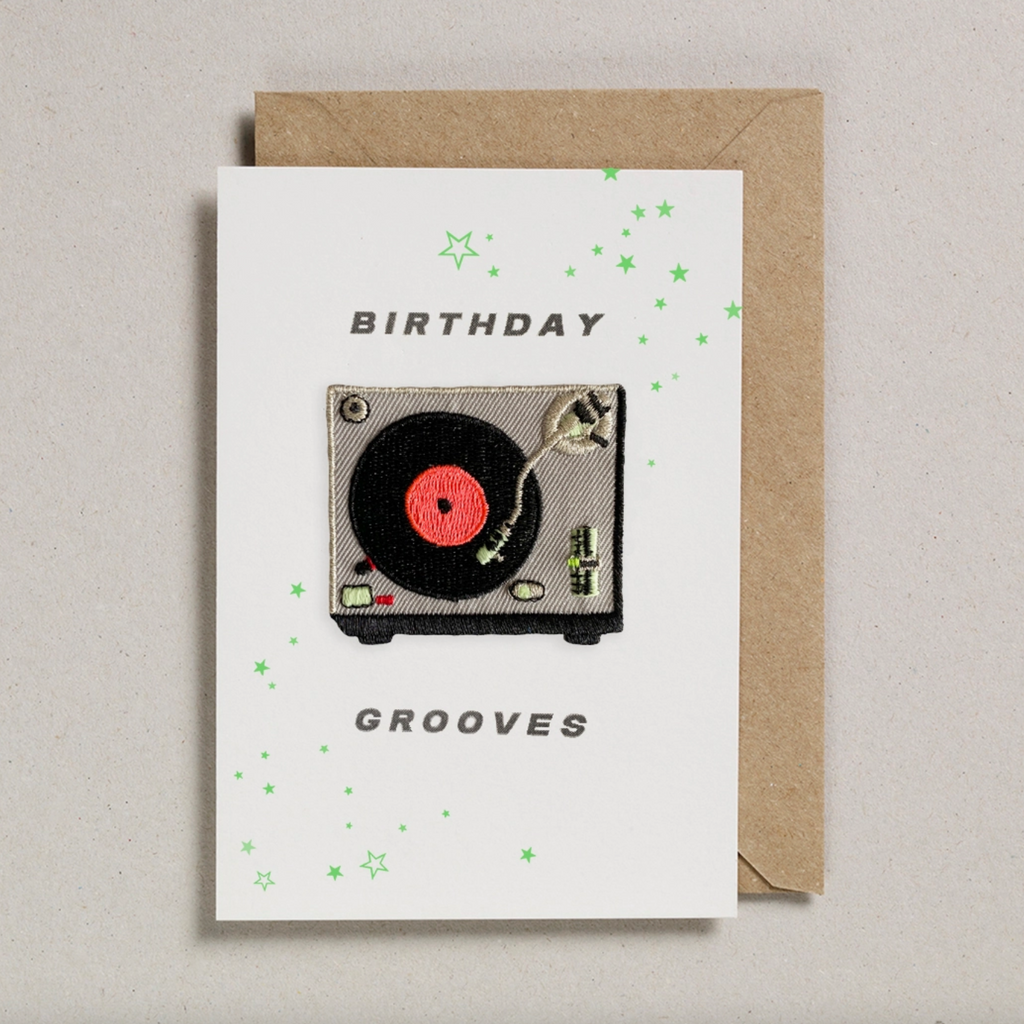 Record Player (Iron On) Greetings Card