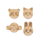 Button Set : Wood Animals 1 : 4 pieces