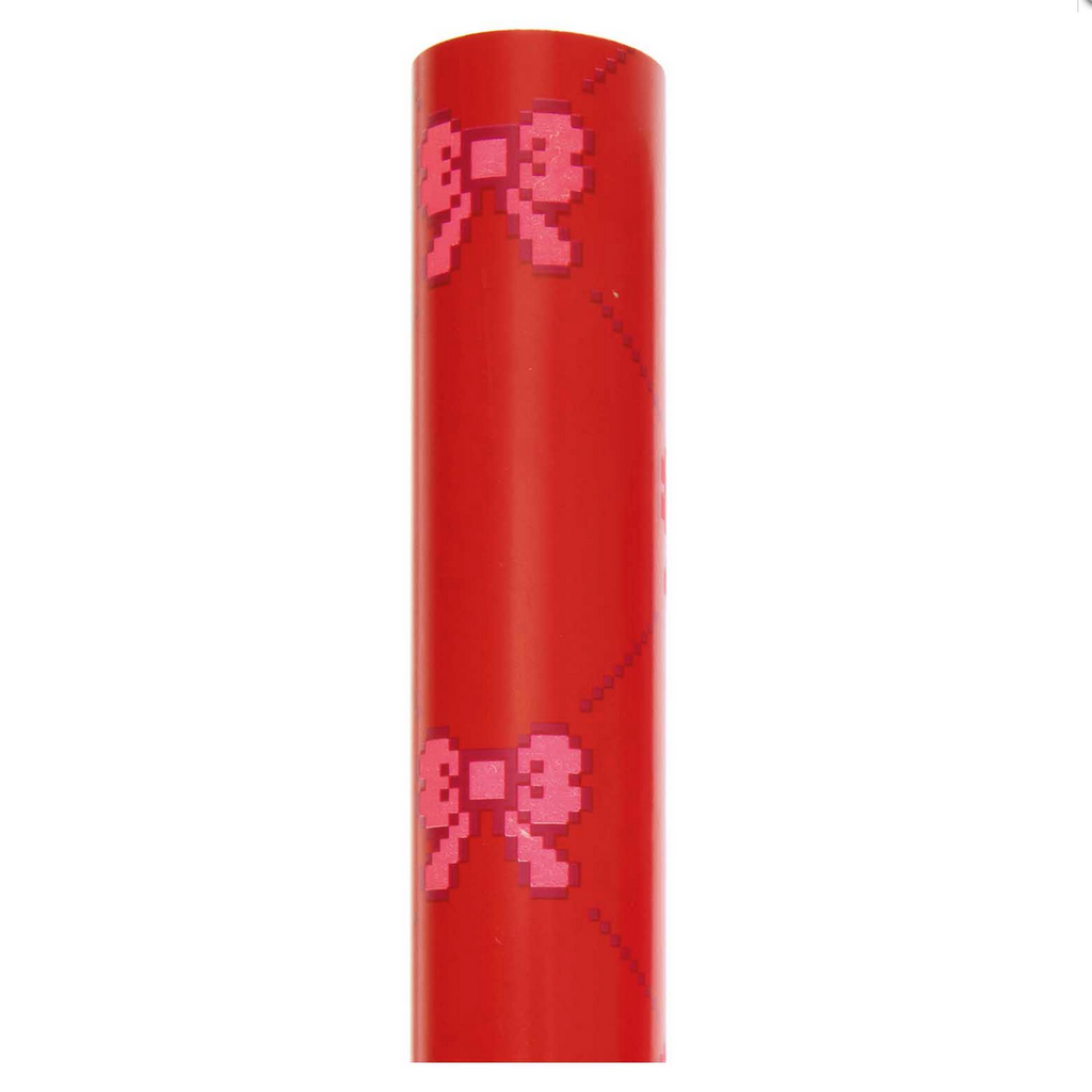 Pink Bows on Red Wrapping Paper