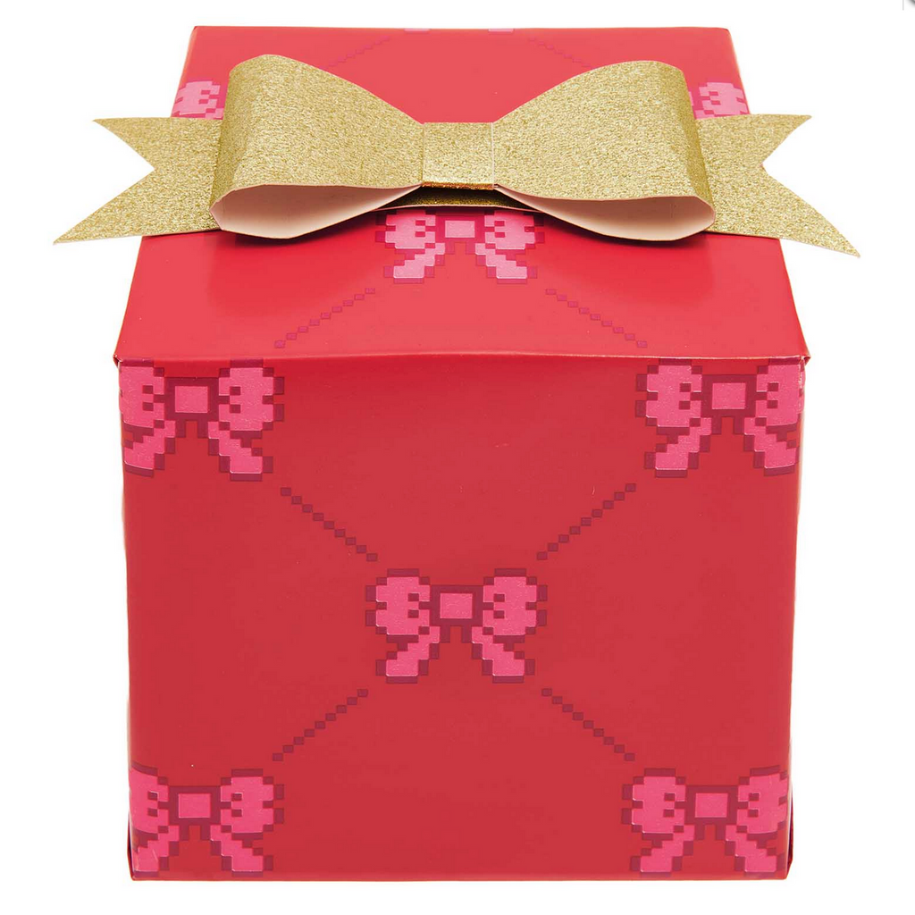 Pink Bows on Red Wrapping Paper