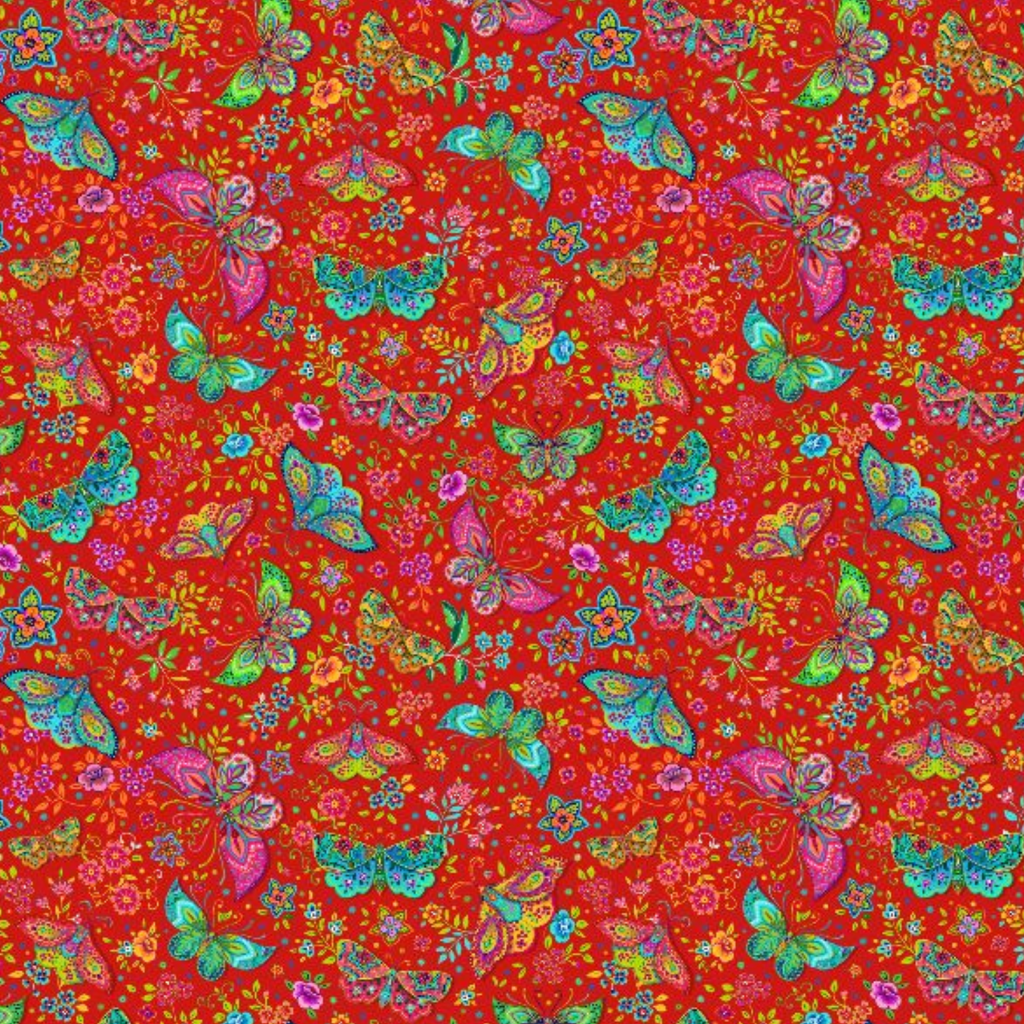 Cotton Fabric HALF METRE : Odile Bailloeul Pushkar Red