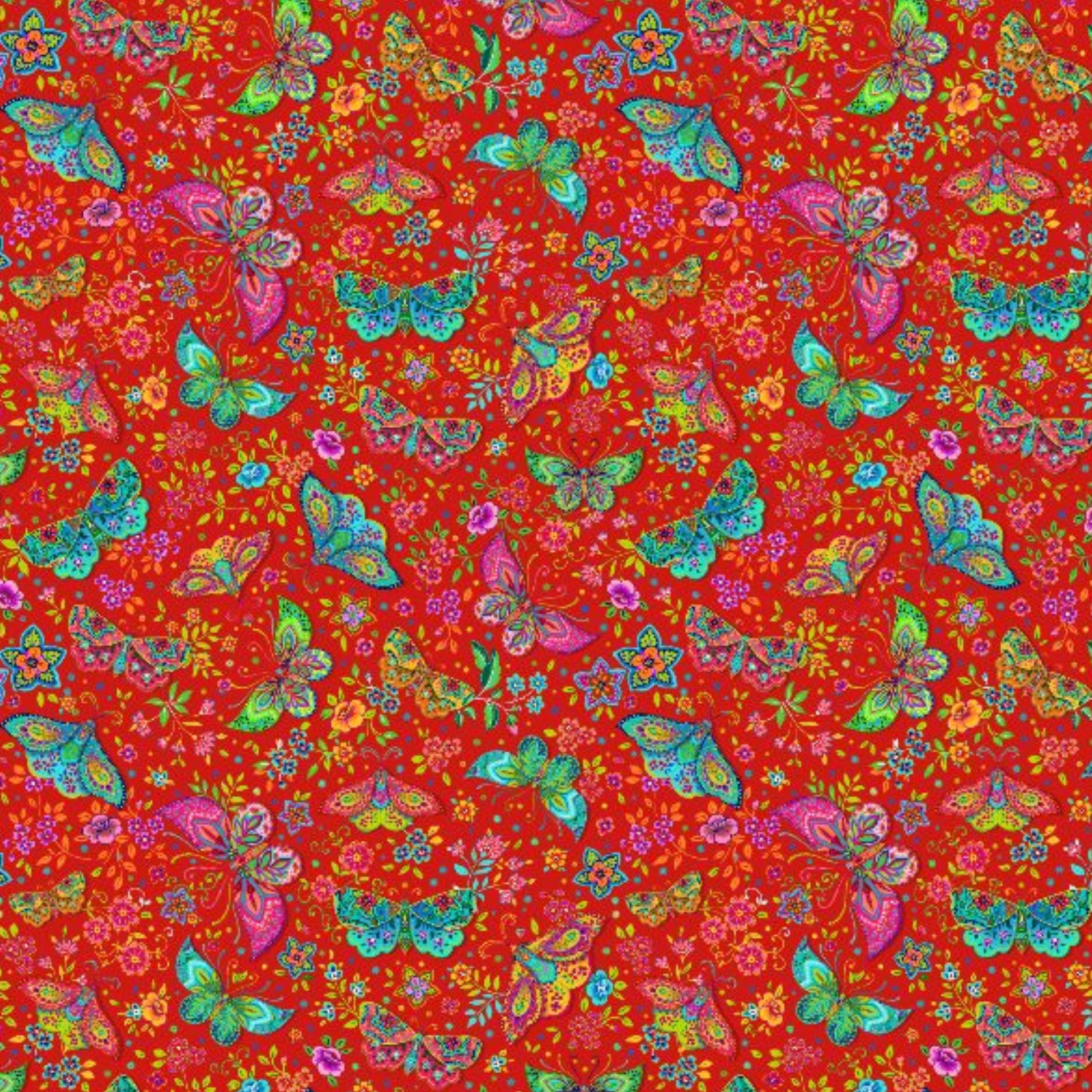 Cotton Fabric HALF METRE : Odile Bailloeul Pushkar Red