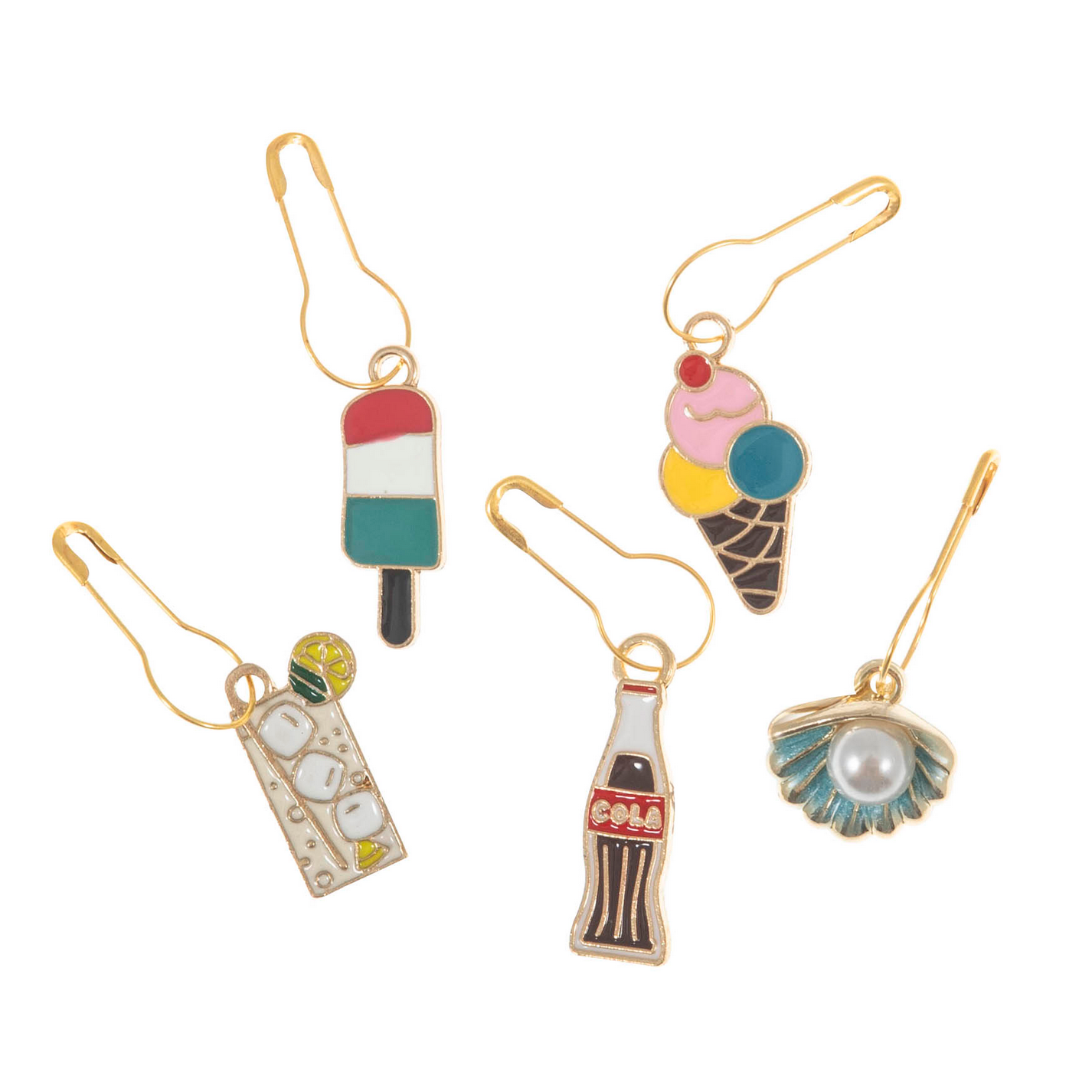 Stitch Markers: Enamelled Metal: 5 Pieces : Summer