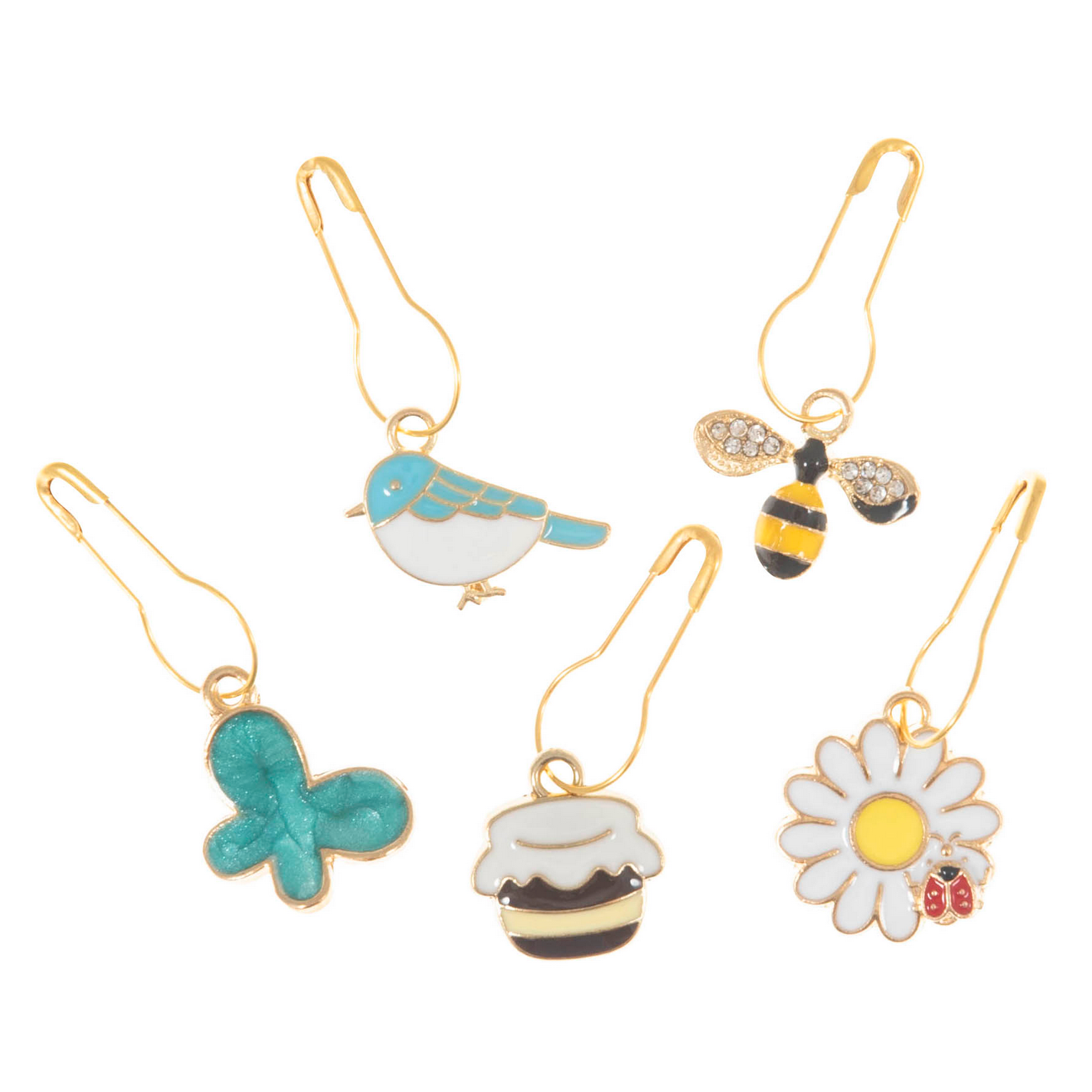 Stitch Markers: Enamelled Metal: 5 Pieces : Bee happy
