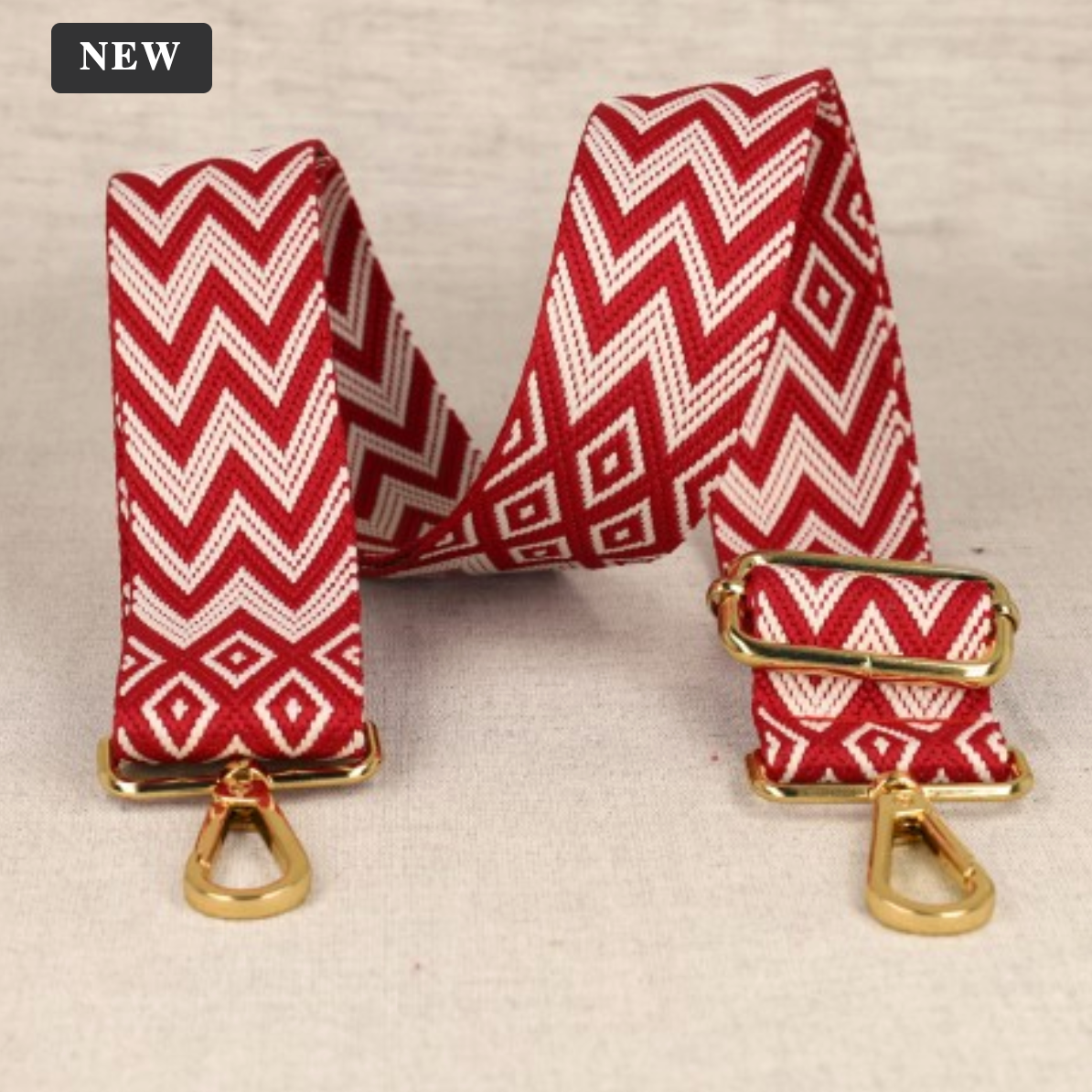 Ethnic Bag Shoulder Strap : Red : 40mm wide : 80-135cm long