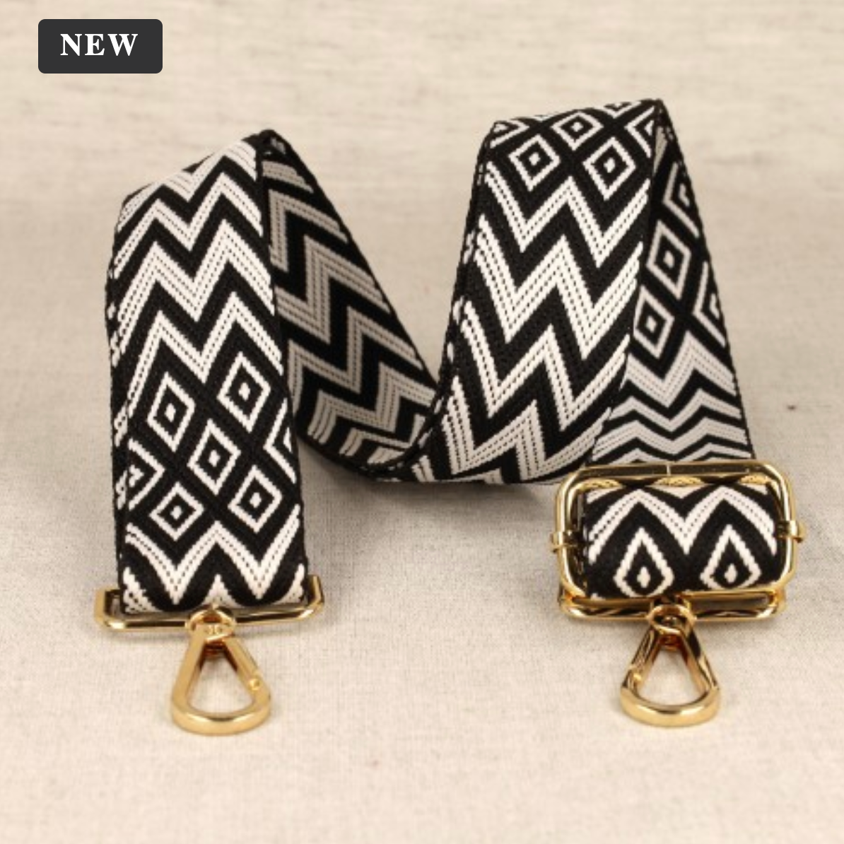 Ethnic Bag Shoulder Strap : Black : 40mm wide : 80-135cm long