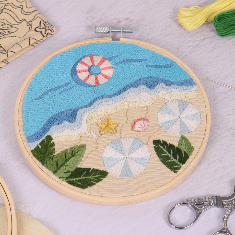 Embroidery Kit with Hoop: Beach