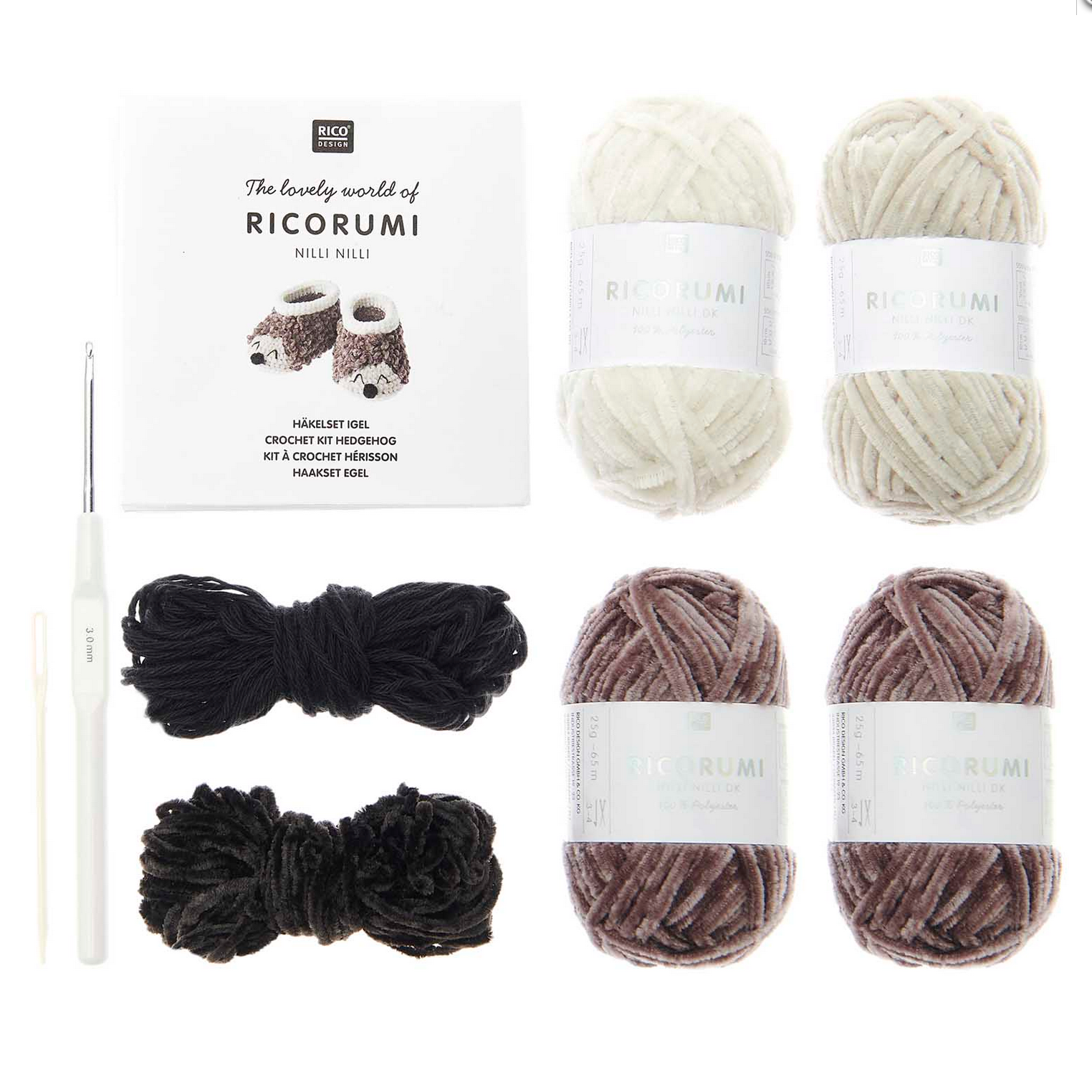 Ricorumi Crochet Kit : Baby Bootees : Hedgehog