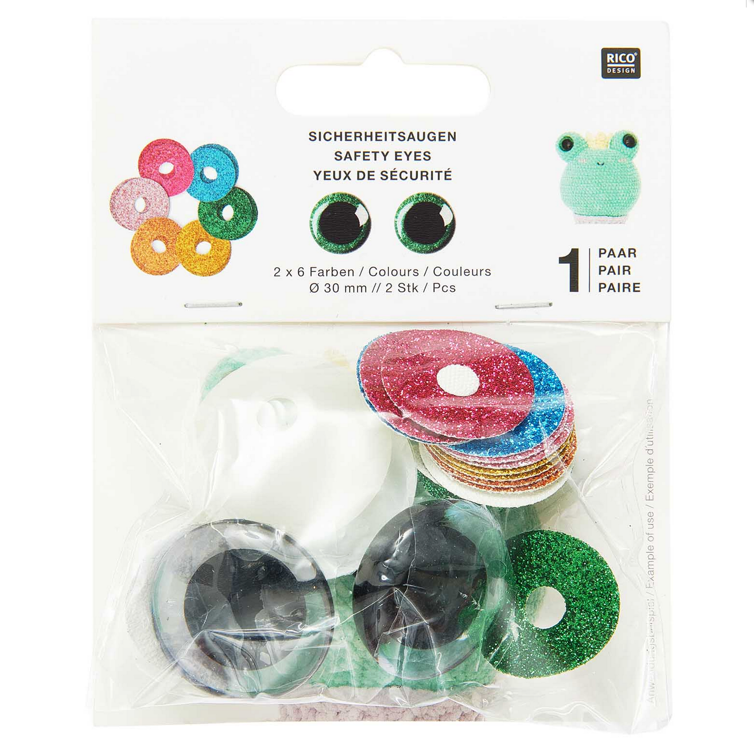 Safety eyes 2pcs, 30 mm, With 6 x colours to chose from
