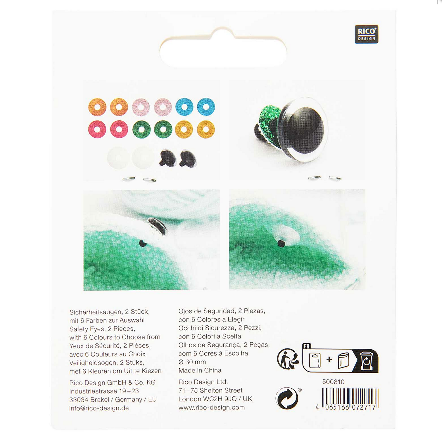 Safety eyes 2pcs, 30 mm, With 6 x colours to chose from