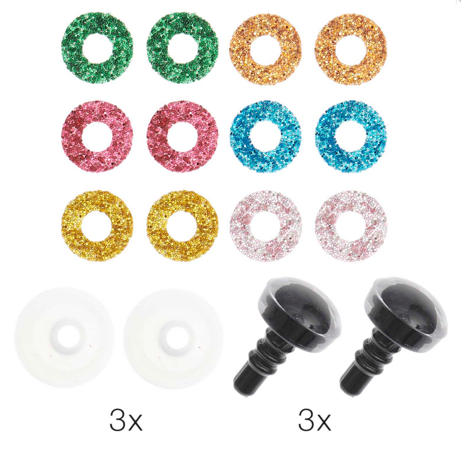 Safety eyes 6 pcs, 12 mm, With 6 colours to choose from
