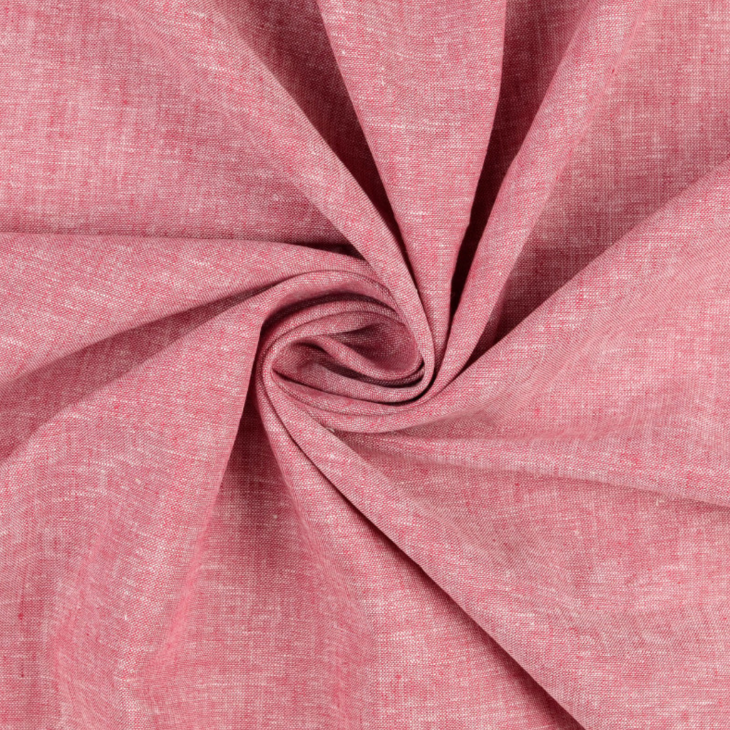 Red Yarn Dyed Linen Cotton Blend