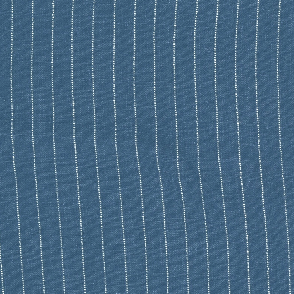 Denim Blue Stripe Viscose Linen Slub