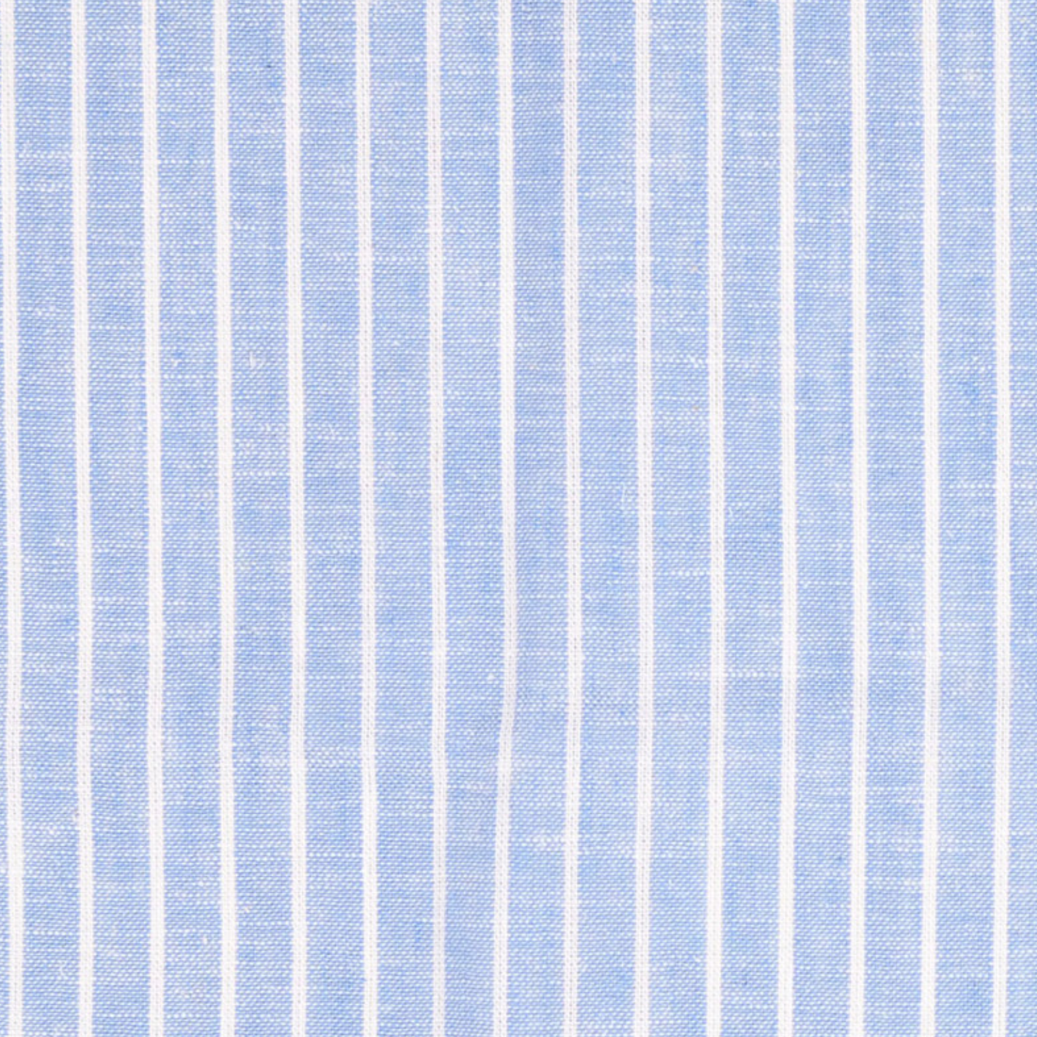 Sky Blue Yarn Dyed Wide Stripe Linen Cotton Blend