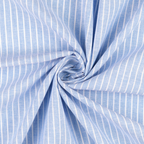 Sky Blue Yarn Dyed Wide Stripe Linen Cotton Blend