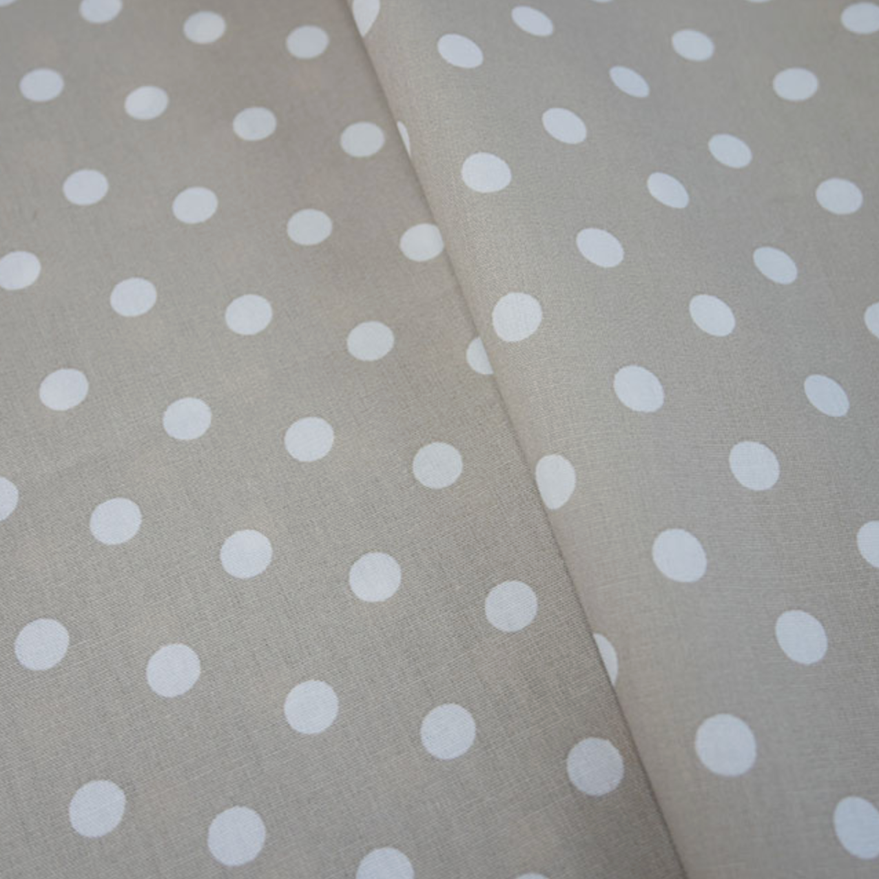 Beige with White Polka Dots 100% Cotton Fabric - by the metre