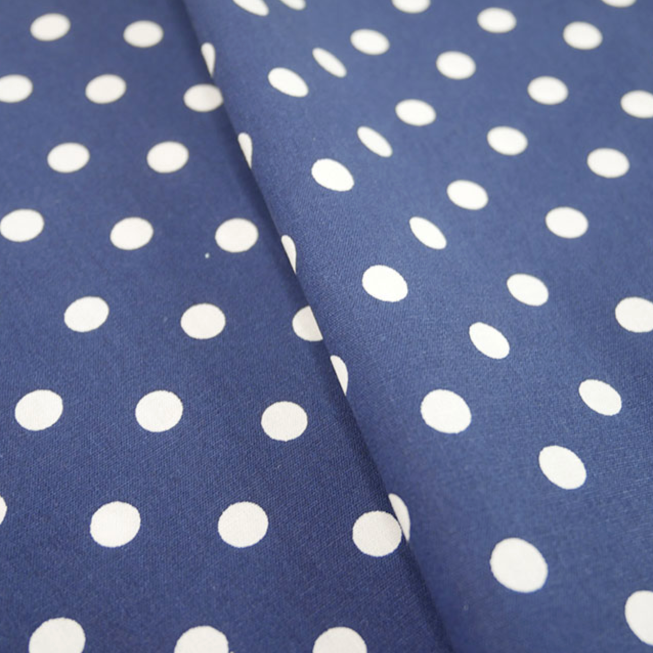 Navy with White Polka Dots 100% Cotton Fabric - by the metre