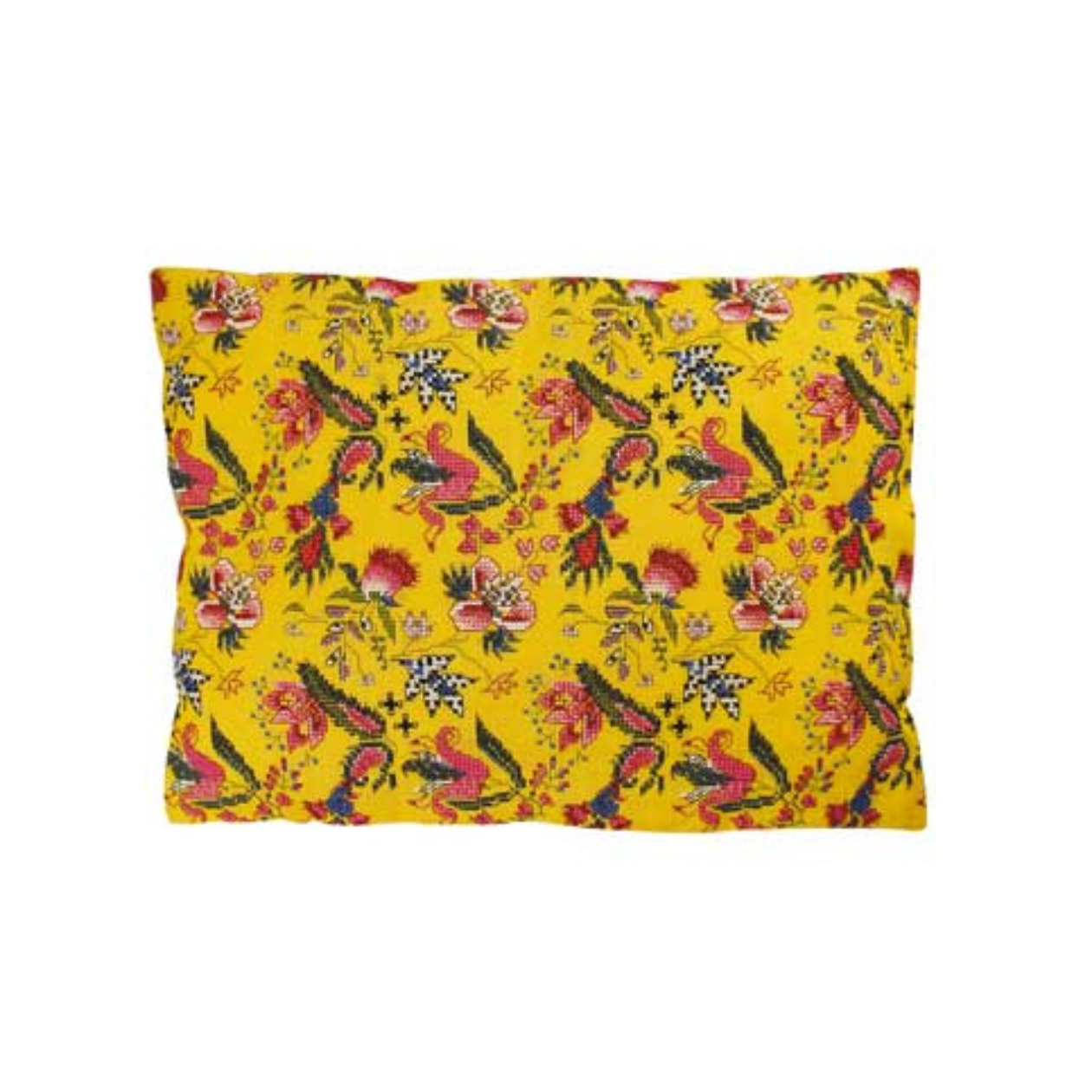 Sajou Cross Stitch Cushion Kit : Mustard Yellow Oriental Flowers cushion