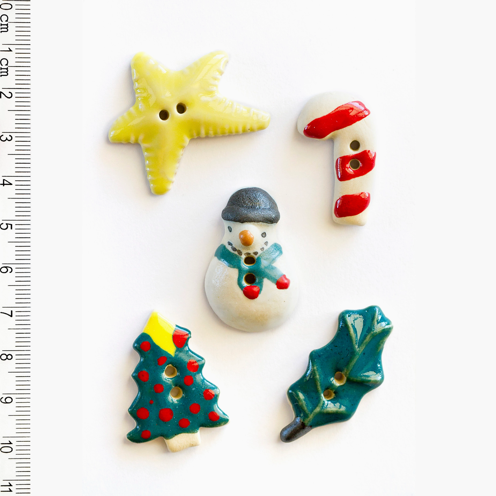 Handmade Ceramic Button Set : Christmas Sewing Buttons