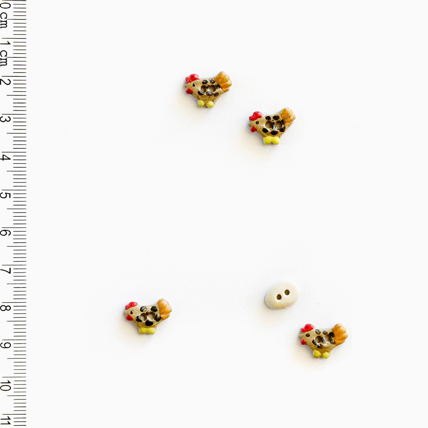 Handmade Ceramic Button Set : 5 x Chicken & Egg Sewing Buttons