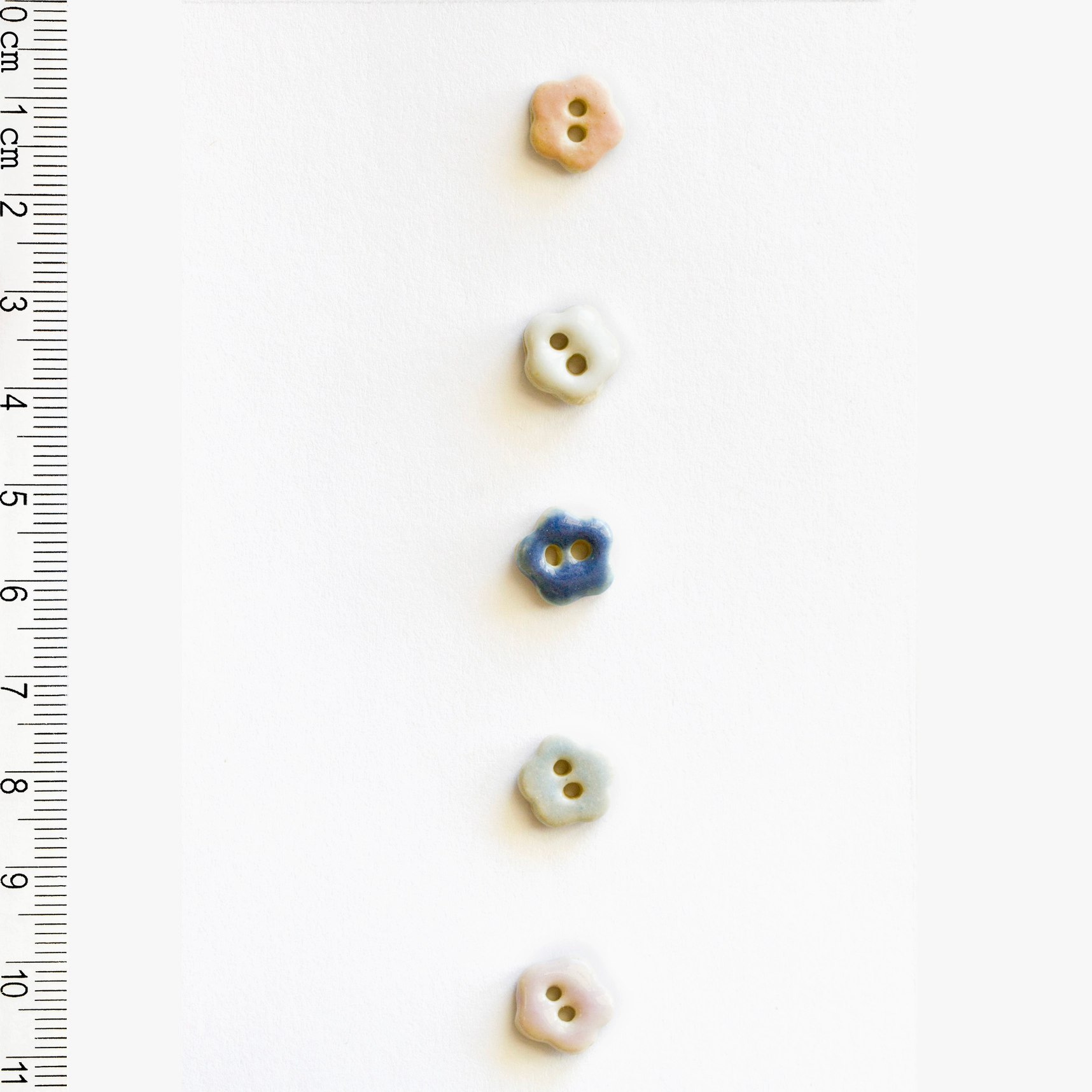 Handmade Ceramic Button Set : 5 x Tiny Pastel Flower Sewing Buttons