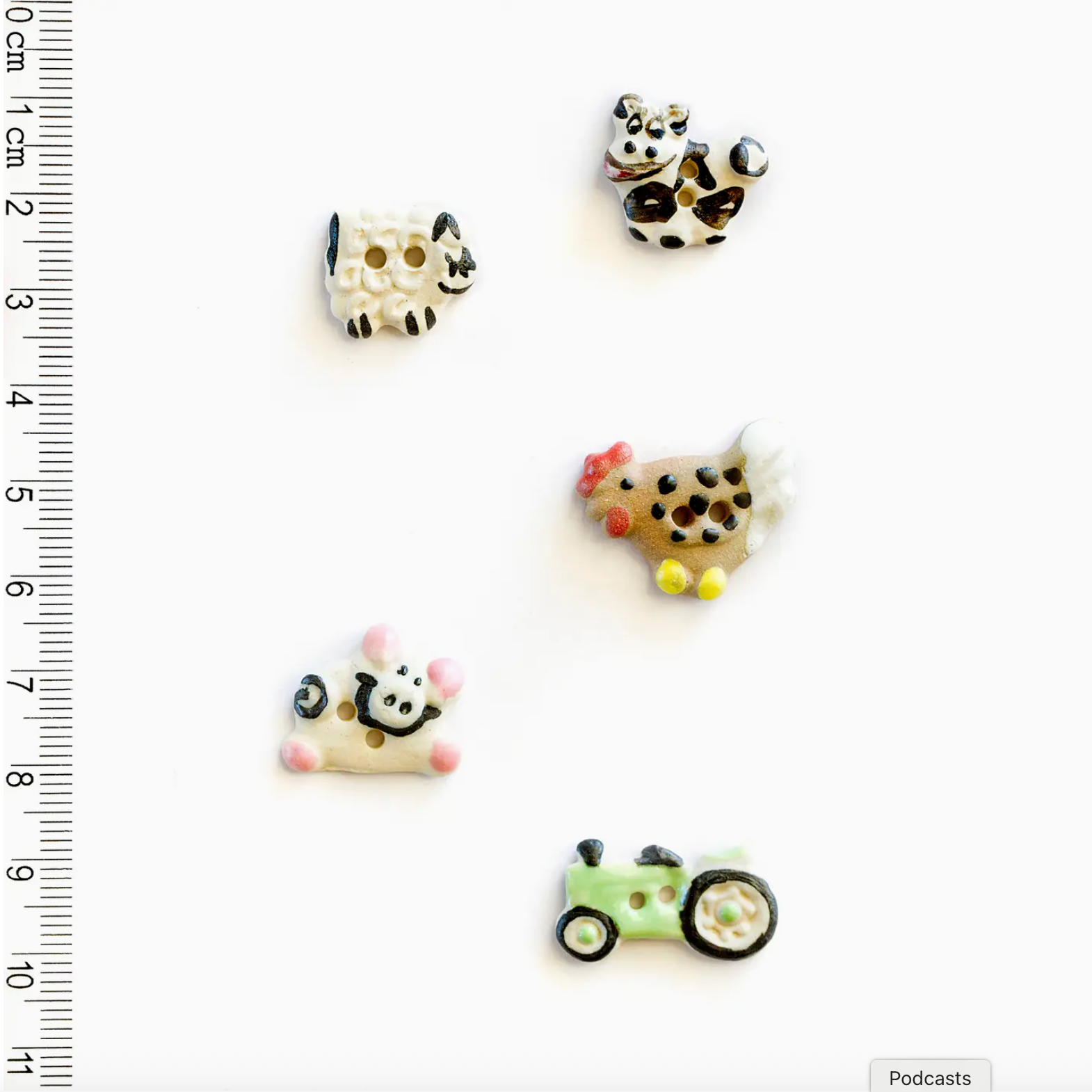 Handmade Ceramic Button Set : Farmyard Sewing Buttons