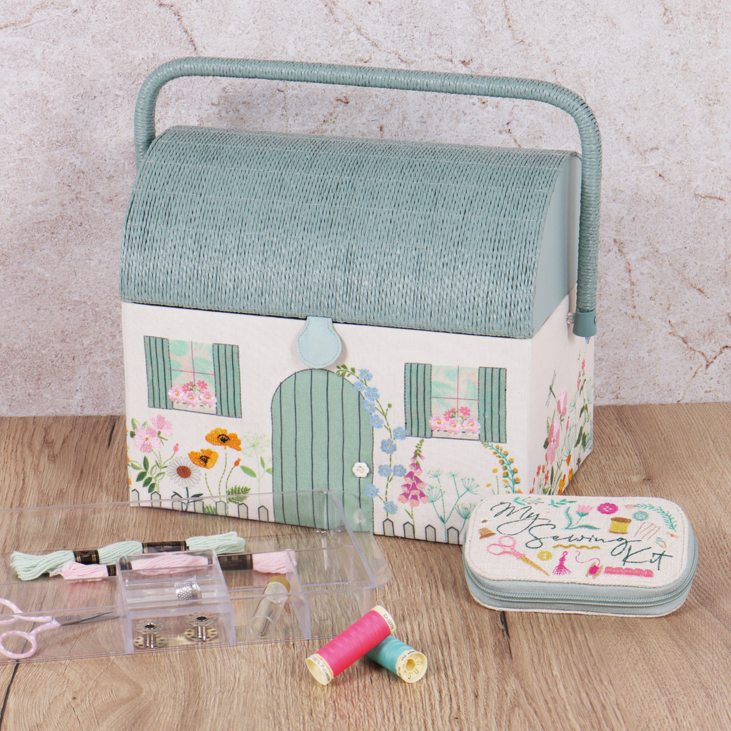 Sewing Box : Embroidered Country Cottage