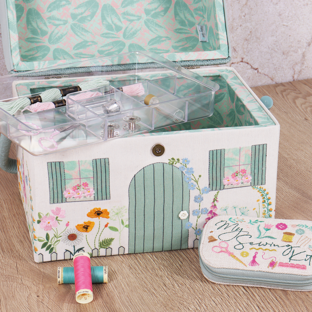 Sewing Box : Embroidered Country Cottage