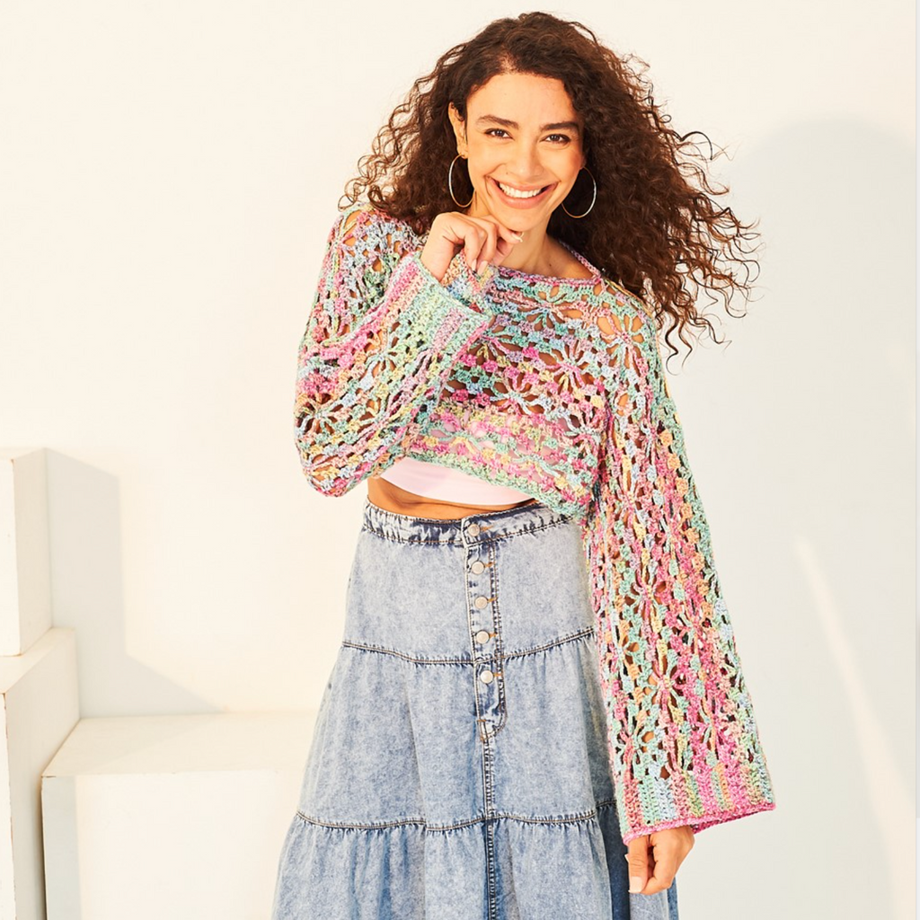Stylecraft Colour Burst DK Pattern 10133 Long Sleeve Crochet Top & Shrug