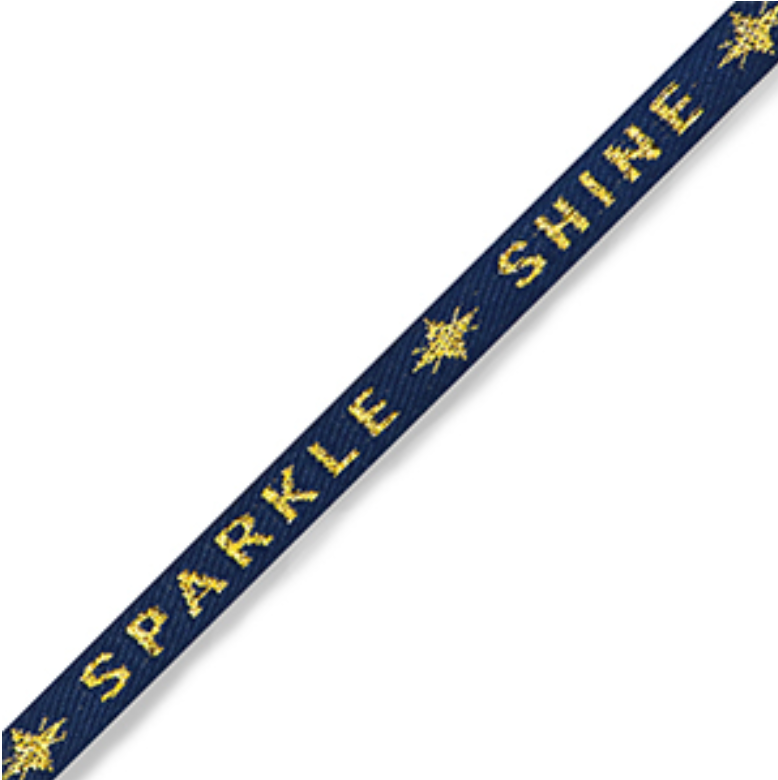 Sparkle & Shine Ribbon Navy & Gold 10mm - per metre