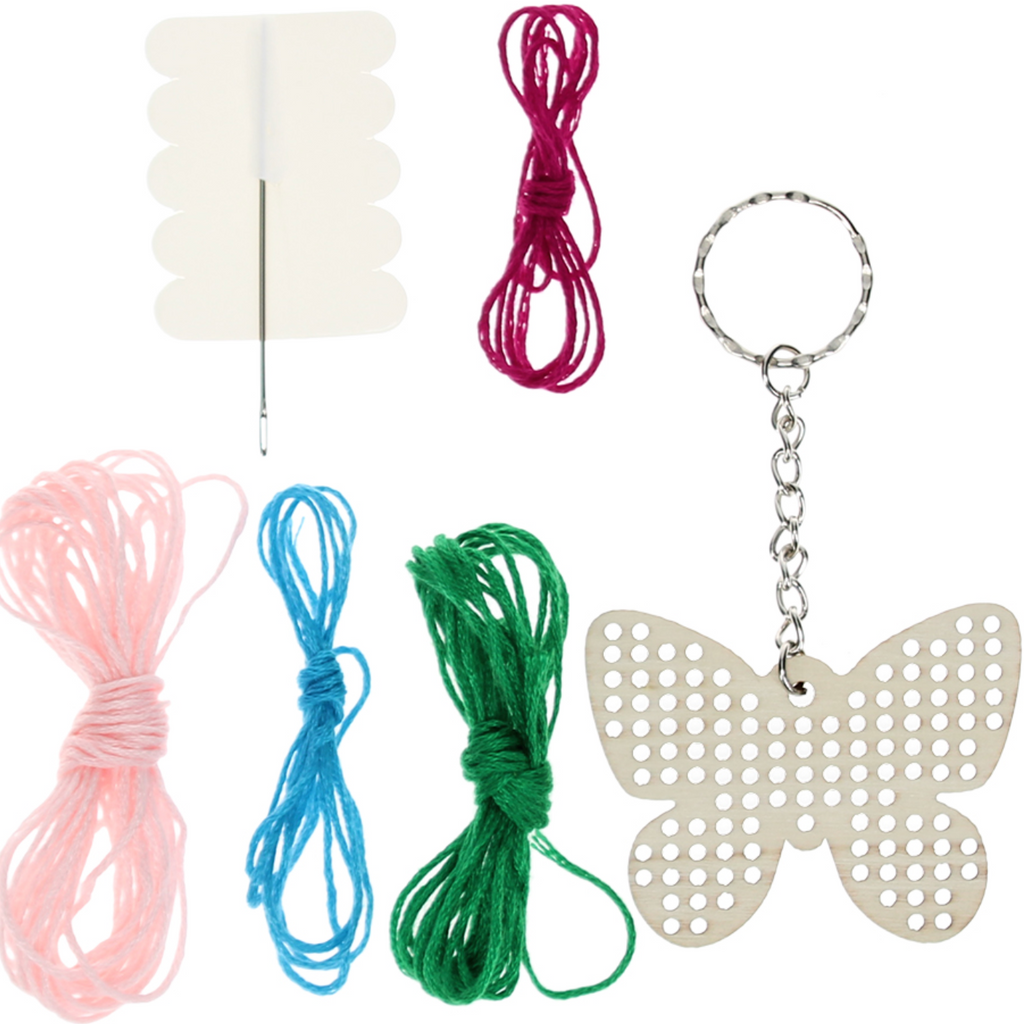 Stitch your own wooden keyring - Butterfly
