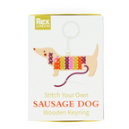 Stitch your own wooden keyring - Sausage Dog