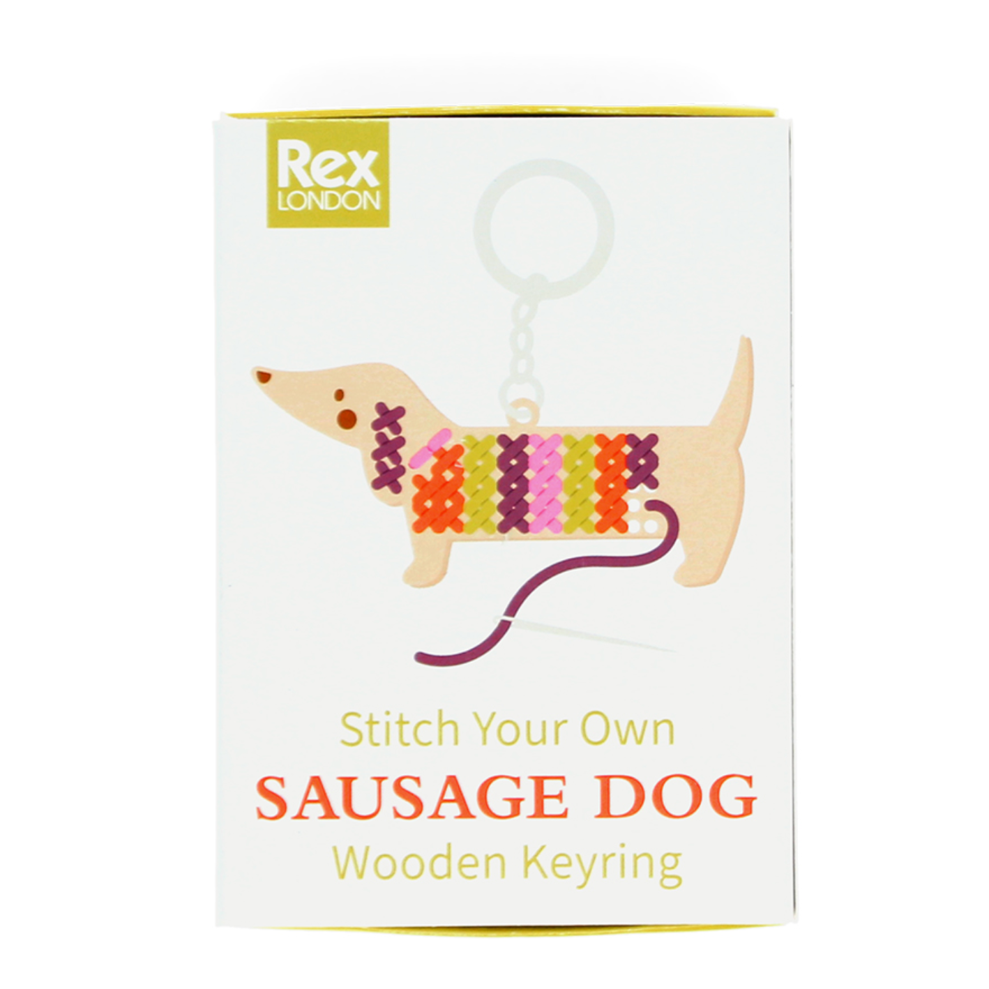 Stitch your own wooden keyring - Sausage Dog
