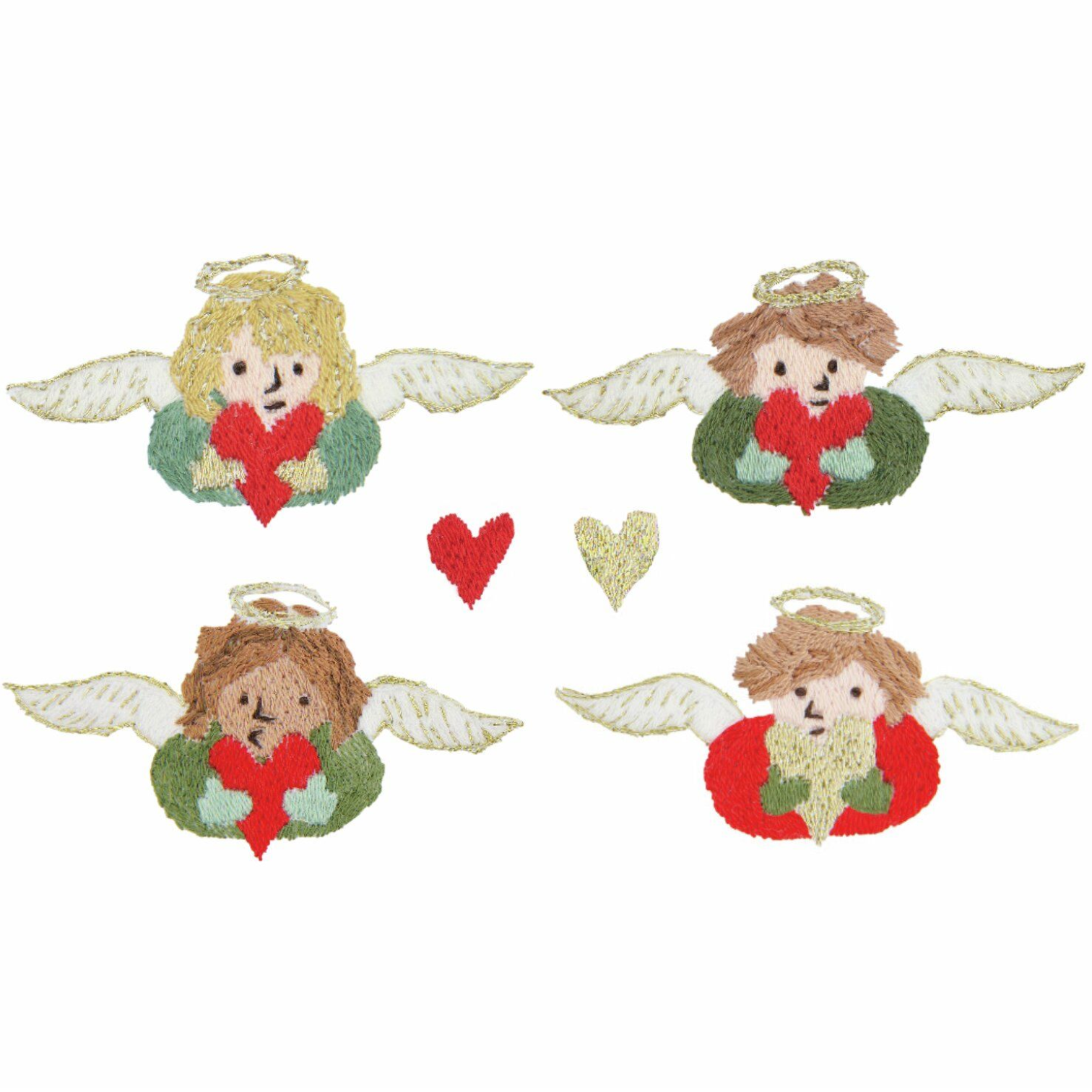 Stitch and Stick Kit : Christmas Angels with Hearts