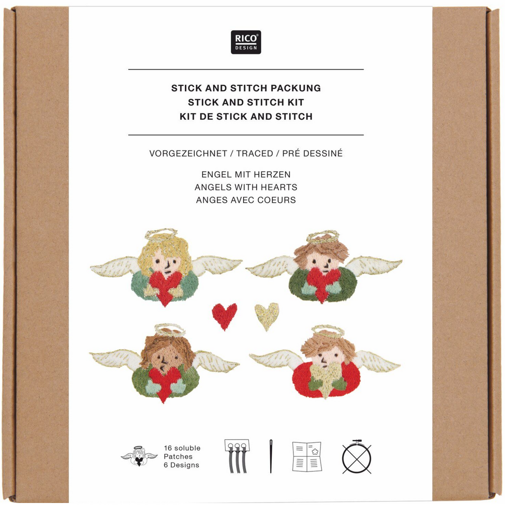Stitch and Stick Kit : Christmas Angels with Hearts