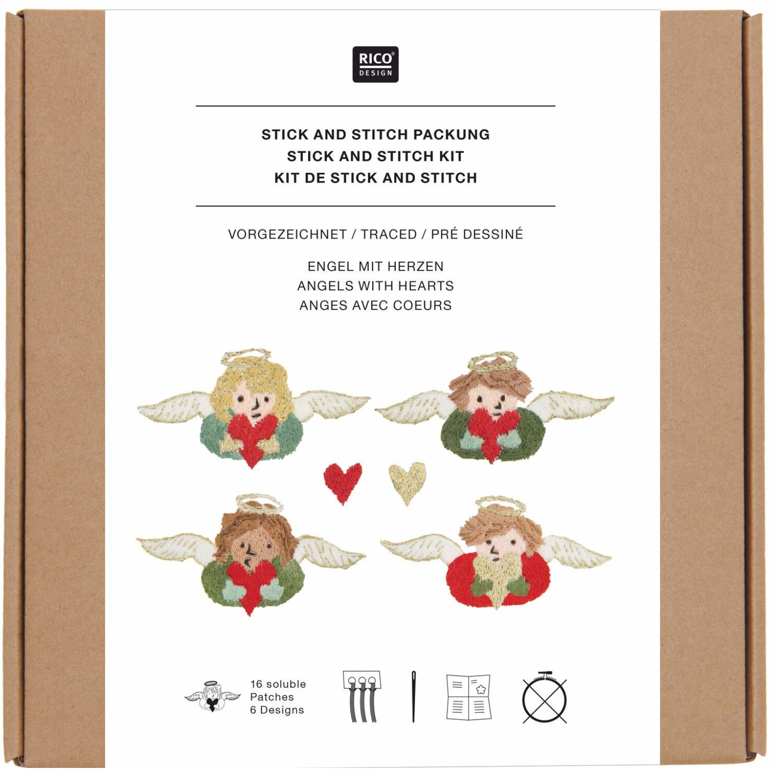 Stitch and Stick Kit : Christmas Angels with Hearts