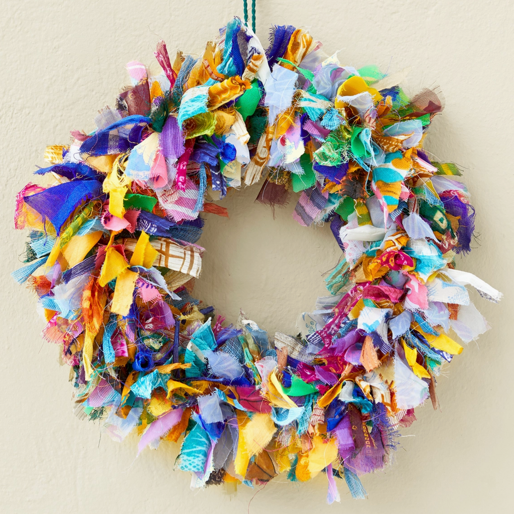 Recycled Sari Wreath - Multicoloured