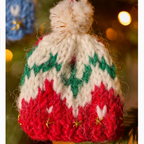 Bobble Hat Knitted Decoration : Red