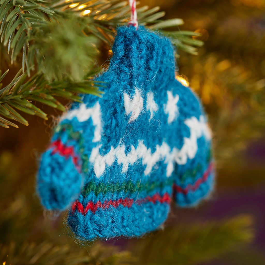 Fairisle Wool Jumper Knitted Decoration : Blue