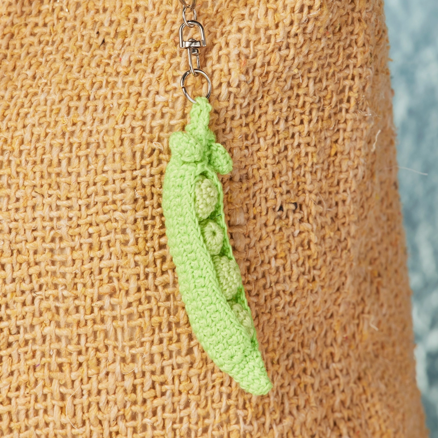 Crochet Fruit & Veg Keyring Bag Charm : Peapod