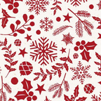 Cotton Poplin Festive Botanicals : White and Red