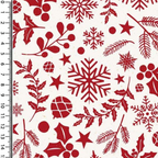 Cotton Poplin Festive Botanicals : White and Red
