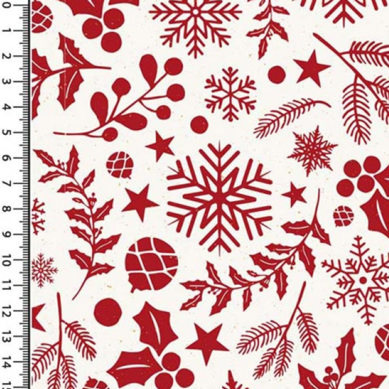 Cotton Poplin Festive Botanicals : White and Red