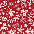 Cotton Poplin Festive Botanicals : Red and White