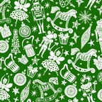 Nutcracker Christmas Polycotton Fabric : Green & White