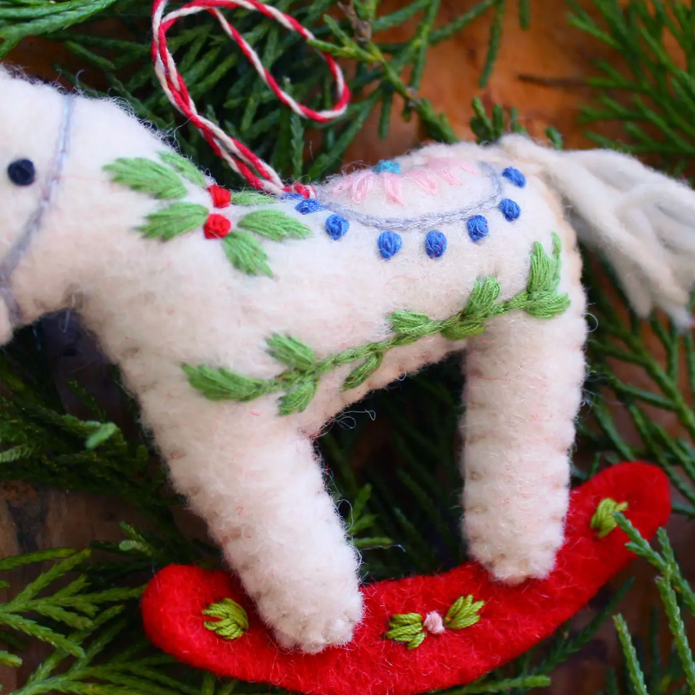 Rocking Horse : Handmade Biodegradable Felt Hanging Decoration