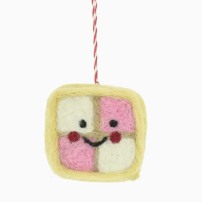 Battenburg Cake : Handmade Biodegradable Felt Hanging Decoration